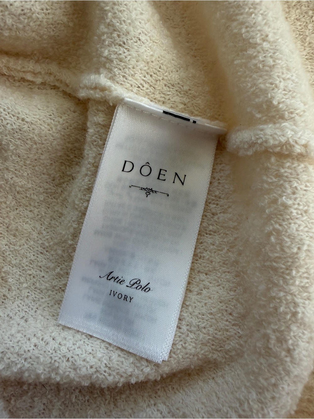 Doen Artie Merino Boucle Collar Polo Button Short Sleeve Knit Top Ivory Cream - Picture 12 of 15